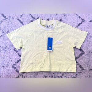 Adidas Originals Cropped Tee Pulse Yellow Trefoil Logo Small NWT